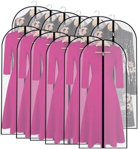 Garment Bag Covers (24''X55'' Set of 12) Lightweight White PEVA Breathable Bags with Study Full Zipper for Coat Protector Travel Laundry Wardrobe Closet