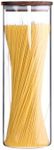 KKC HOME ACCENTS Tall Borosilicate Glass Spaghetti Storage Jar,Pasta Canister,Noodle Holder,Sealed Container with Wooden Lid,63 Fluid Ounces
