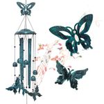 Wind Chimes Outdoor, AFUNTA Blue Metal Butterfly Wind Chimes, Butterfly Gifts for Women Butterfly Decorations, Outdoor Decorations Garden Decor