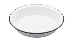 KitchenCraft Living Nostalgia Large Round Enamel Pie Dish, 22.5 cm (9") - White / Grey