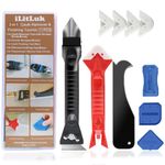 Caulk Tool Kit for Removal and Application Caulking Spatula Grout Stripper Tool Grout Remover Angle Carbide Scraper Caulking Tips Tool with Caulk Application Tool and Silicone Finishing Tools