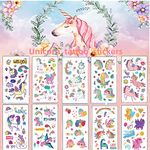 10 Sheet Watercolor Unicorn Stickers Cute Waterproof Pink Unicorn Stickers waterproof temporary tattoo,The tattoo on the girl's face Party Favors Supplies,for Envelopes Birthday Party Gift Bag