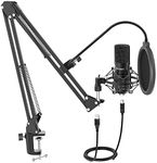 FIFINE T730 USB Microphone Kit with 16mm Capsule, Arm Stand, Shock Mount, Pop Filter for for Windows PC, Laptop, MAC, PS4 with Cardioid Pattern for Voice Recording, Podcast, YouTube Videos