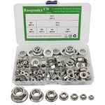 Raogoodcx 170Pcs M3 M4 M5 M6 M8 M10 M12 304 Stainless Steel Hex Flange Nuts Assortment Kit