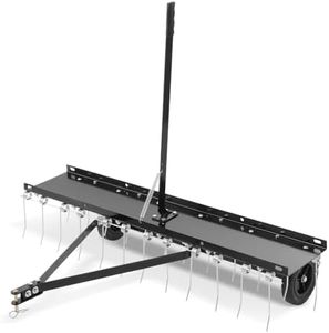 VEVOR TBD120 Towable Dethatcher, 48" Width with 24 Durable Spring Tines, Ideal for ATV Mower Use, Garden and Lawn Rake with Easy Lift Handle for Efficient Grass Maintenance, Black