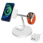 kacistech 2024 Upgraded Version for Apple's 3 in 1 Wireless Charger ，Phone Charger Station for iPhone 15, 14 & 13,12 Series & AirPods Pro & All Apple Watch Series,Cable and Adapter Included (White)