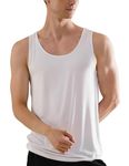 DAMENSCH Men's NEO-Skin Anti-Microbial Slub Vest- Anti-Odour-Bamboo Rayon Fabric- Round Neck- Bright White- Large