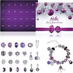 Naler Advent Calendars 2024, Advent Jewelry Pendant Charms Gift for Girls Women DIY Fashion Bracelet Necklace Xmas Countdown Calendar Gifts, 22 Charms with 1 Bracelet and 1 Necklace