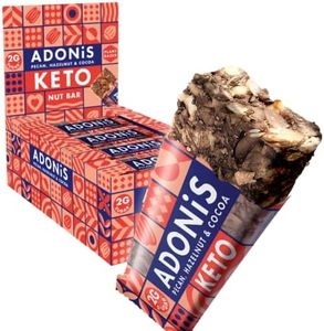Barres Adonis Keto Noix de Pécan, Noisette et Cacao (16 Barres de 35g) | Végétalien et Keto l 100% Naturel l Sans Gluten, Sans Sucre, Sans Huile de Palme, Sans Lactose