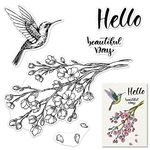 Flowers Background Clear Stamps, Bird Clear Rubber Transparent Silicone Seal Stamps with Sentiment Words for Card Making DIY Photo Album Decorative DIY Scrapbooking Journaling