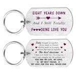 8th Wedding Anniversary Keychain Gifts for Women Men - 8 Year Anniversary Keychain Gifts for Him Her - 8 Year Down And I Still Totally Love You