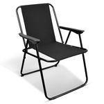 ASAB Folding Beach Chair for Adults Garden Folding Chair With Armrests Comfortable Portable Durable Fabric Seat for Picnic Camping Garden Patio Spring Beach Fishing Outdoor Canvas Chair (Black)