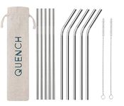 DS Living 12 Pcs Stainless Steel Reusable Metal Drinking Straws, Set of 10 + 2X Free Cleaning Brushes and Free Carry Pouch (10 Straw + 2 Brush Pack)