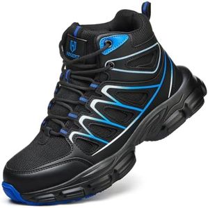 Steel Toe Shoes for Men Women, Blackblue Work Shoes, Women 5.5 / Men 4