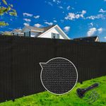 KANAGAWA 8ft x 50ft Privacy Screen Fence, 90% Blockage Heavy Duty 175 GSM Fencing Mesh Net Cover for Outdoor Wall Garden Yard Backyard 40 Cable Zip Ties Included Black