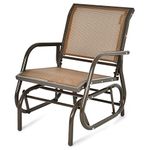 Tangkula Swing Glider Chair, Ergonomic Rocking Chair with Comfortable Fabric, Iron Frame, 4 Non-Slip Foot Pads, Outdoor Patio Glider Rocker Chair for Living Room, Garden, Backyard (1, Brown)