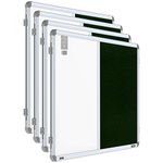 Pragati Systems® Prima Combination Board (Magnetic Whiteboard with Green Pin-up Board) for Home, Office & School with Heavy-Duty Aluminium Frame | 2x3 Feet (Pack of 4)