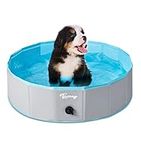 Toozey Dog Pool, Slip-Resistant Kiddie Pool, Foldable PVC Dog Pet Swimming Pool, Hard Plastic Pool for Kids, Portable Pools for Large Medium Small Dogs & Kids