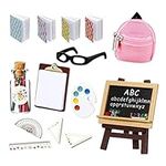 Toyvian 1: 12 Doll Doll School Supplies Dollhouse School Playset Miniature Books Dollhouse Easel Painting Kit Mini Doll Backpack and Pencils Clipboard