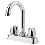 Pfister Pfirst Series Polished Chrome Kitchen Faucet with 2 Knobs, High-Arc Kitchen Sink/Bar Sink Faucet, Transitional Home Décor, 2-Handle Kitchen Faucets