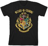 Harry Potter Boys Wizard in Training Graphic Tee T-Shirt (Small, Black)