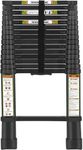 RIKADE Telescoping Ladder 20.3 ft & Attic Ladder, Heavy Duty Aluminum with Non-Slip Feet, 330 lb Capacity for RV, Attic, Loft & Multi-Surface Use, Black