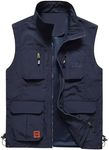 Flygo Men's Lightweight Outdoor Travel Work Fishing Vest with Multi-Pockets (02 Navy-XS)