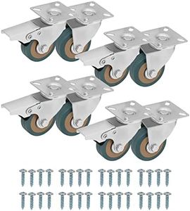 Kurtzy Heavy Duty Swivel Castor Furniture Wheels (8 Pack) - 50mm Casters with Rubber Wheels, Screws, Locking Wheel Brakes and Metal Plates - for Trolleys, Industrial Use and Moving Furniture