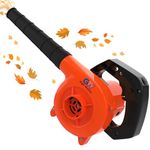 GIGAWATTS 600W Electric Leaf Blower Air Dust Cleaner 14000 RPM Suction 450GMS Airfoil Dirt Extraction 185km/h Airflow with Unbreakable Body & Glossy Finish for Snow (Orange/Black, 1Pc)