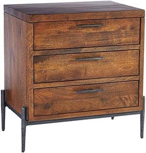 Hekman Furniture Bedford Park 3 Drawer Nightstand – Soft-Close Undermount Slides, Solid Wood, Forged Iron Base, Mid-Century Modern Nightstand with Drawers - Bedroom Furniture and Storage Organizer