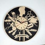 NABSTER Presents Wood Eco Friendly Silent Quartz Movement Wood-Unique Barber Shop and Salon Decor Wall Clock for Home Wall art, 12 Inch, Black Brown