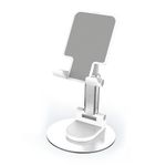 Dyazo Desktop Mobile Holding Stand/Cell Phone Mount with 360° Heavy Rotational Base Height Adjustment Foldable Multiple Adjustment Angles, for Tablets & Phone 4 inch to 10 inch(White)