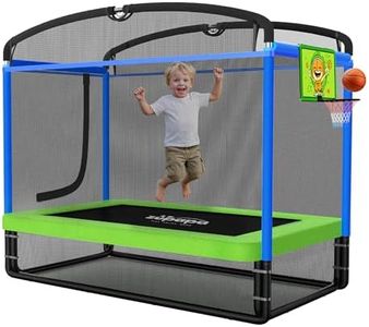 Zupapa 6FT Kids Trampoline with Swing, Basketball Hoop, and Safety Net - Indoor/Outdoor 5 in 1 Recreational Trampoline for Toddlers Ages 3-6, 220LBS Capacity, Heavy-Duty Galvanized Steel Frame