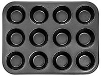 DIVCHI 12 Cups Muffin Tray - Nonstick BPA Free & Dishwasher Safe Cupcake Pan Black