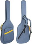 MUZNOTE Bass Guitar Bag Gig Bag Backpack Padded Bass Guitar Case Soft 0.38 inch Padding Lightweight Waterproof (Blue)