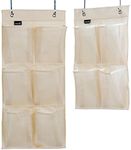MISSLO Over Door Shoe Storage Hanging Organiser Narrow Wardrobe Closet Door Shoe Rack for Hats, Gloves, Snacks Holder Hanger, Pack 2, Beige