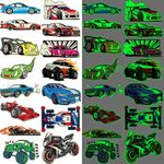 BBKON 95 Pcs Luminous Race Car Supplies Temporary Tattoos for Boys -12 Sheets Glow in The Dark RaceCar Tattoos Decorations Supplies Favors for Kids Boys Men