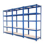 3 Bay Heavy Duty Steel Shelving Garage Racking Unit (5 Levels 1800mm H x 900mm W x 600mm D) 275KG UDL Per Shelf Supplied with FREE RUBBER MALLET