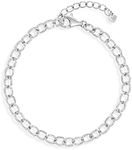 925 Sterling Silver Girls Classic 6" Adjustable Chain Link Bracelet For Charms - Cute & Fashionable Girl Bracelets for Daily Accessory - Classic Charm Bracelet for Girls Charm Collections