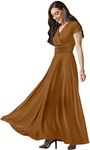 koh koh Plus Size Womens Long Cap Short Sleeve V-Neck Flowy Cocktail Slimming Summer Sexy Casual Formal Sun Sundress Work Cute Gown Gowns Maxi Dress Dresses, Fire Brick Orange 2XL 18-20