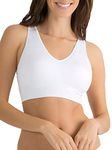 Fruit of the Loom Women's Seamless Pullover Bra with Built-in Cups, White, Large