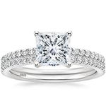 EAMTI 2CT 925 Sterling Silver Bridal Ring Sets Princess Cut CZ Engagement Rings Promise Rings for her Wedding Bands for Women Size 8