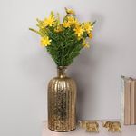 10Club Gold Glass Vase | Elegant Flower Vase for Home Decor | Durable Glass vase with Metallic Finish (H - 9 inch, 500 gram) - 1Pc (Without Flower) (Gold) - Perfect for Gifting