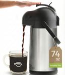 Cresimo 2.2L Airpot Thermal Carafe, Keeps Beverages Hot for 12 Hrs & Cold for 36 Hrs Stainless Steel Dispenser, Easy One-Handed Dispensing for Office, Home, Party, Easy to Clean Hot