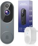 BITEPASS 1080p Video Doorbell Camera Wireless with Chime, AI Human Detection, 2-Way Audio, FHD Live View, Wire-Free, Night Vision, Cloud Storage, Battery Powered, Indoor Outdoor Surveillance (Gray)