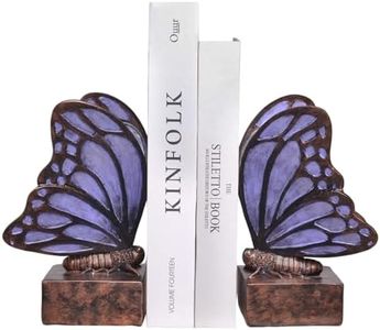Kakizzy Vintage Purple Butterfly Bookends,Resin Book Ends for Shelves,Heavy Duty Decorative Bookends,Creative Book Stopper Holder Decor for Desk Home Office,Shelf Decoration,Gifts for Mother's Day