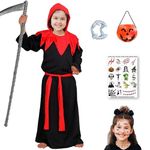 Sarvda Halloween Vampire Dress for Boys and Girls | Vampire Costume | Pumpkin Basket | Dracula Teeth | Makeup Tattoo | Role Play Theme Party | For 4 to 5 Year Boys & Girls