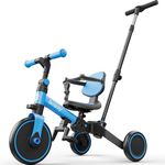 besrey Toddler Bike with Parent-Controlled Push Handle for 1-3 Years Old Girls and Boys, Foldable Kids Push Tricycle, Toddler Tricycle with Removable Pedals, Height Adjustable Seat