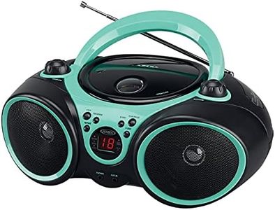 Jensen CD-490 Portable Sport Stereo CD Player Boombox with AM/FM Radio, Aux Line-in & Headphone Jack (Limited Edition Colors) (Aqua Teal)