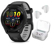 Wearable4U Garmin Forerunner 265 Music GPS Running 46 mm Smartwatch, Black with AMOLED 1.3 in Touchscreen Display White Earbuds Bundle